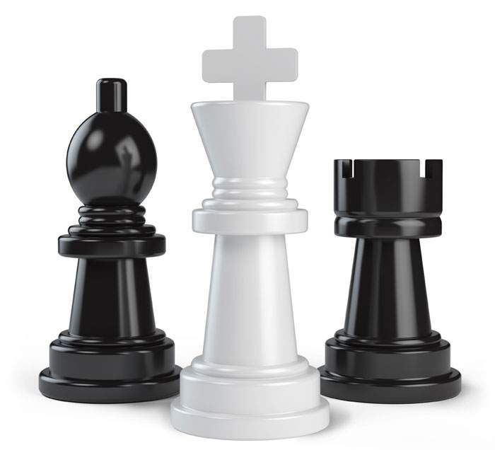 Three chess pieces